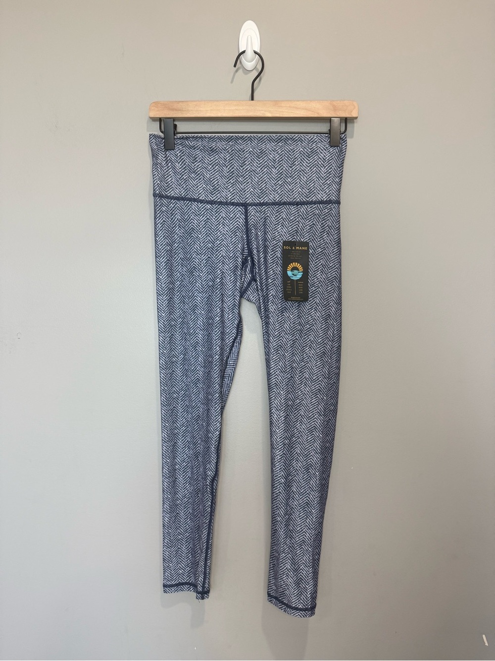 Sol‎ & Mane Women's Blue Herringbone High-Waist Leggings Size medium